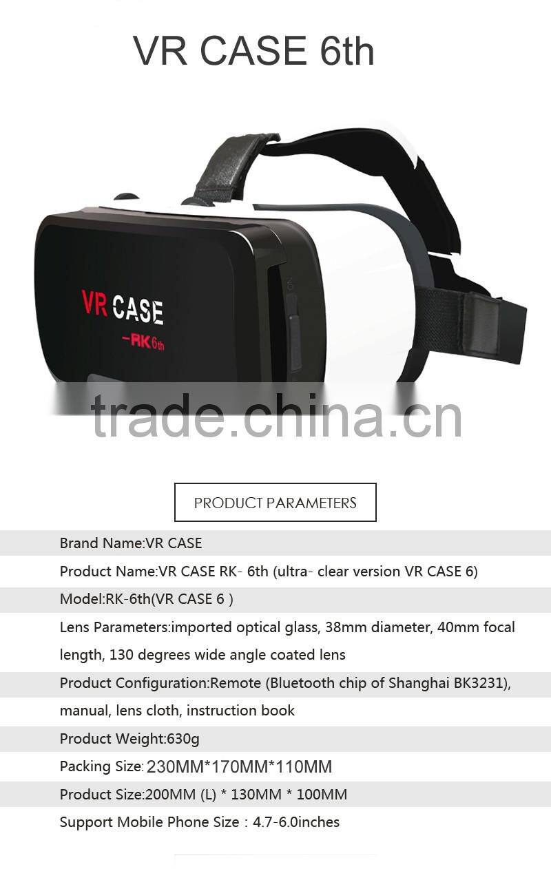 2016 Professional Design VR CASE 6th Generation VR Headset 3D Glasses For Smart Phone