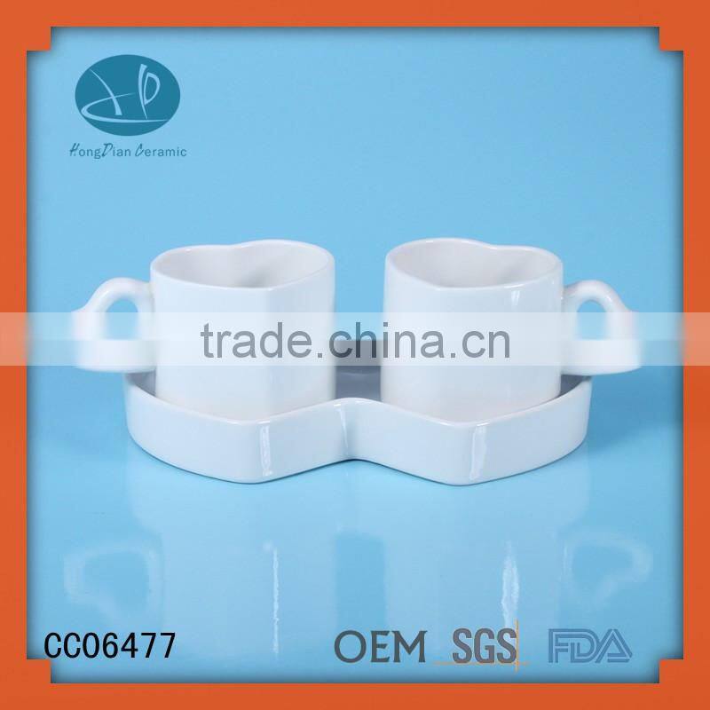 lovely shape 12 pcs ceramic coffee cup and saucer ,heart shape ceramic cup and saucer