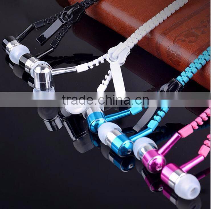 Creative Zipper Metal Earphone OEM luminous Earphones