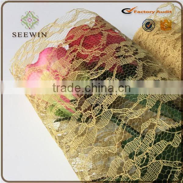 hot sale nonwoven with lace or mesh gift fabric wrapping