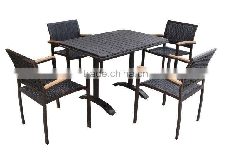 PS wood top table outdoor coffee table set