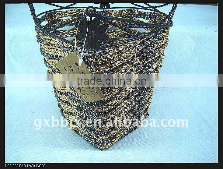 Paper rope wire heart shaped hanging storage scrap baskets