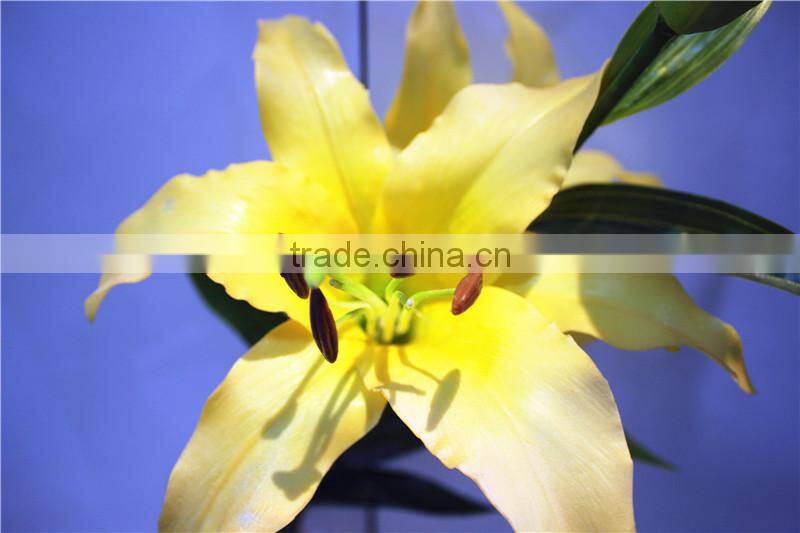 Home garden creepers decoration 110cm Height artificial yellow 2 flowers 2 bud Lily making EBHH04 2212
