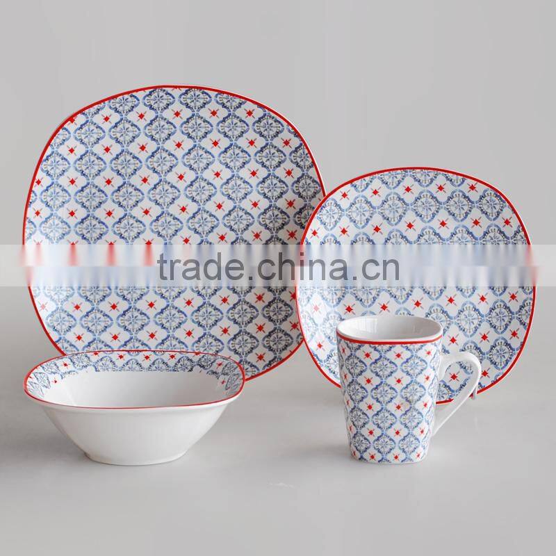 20pcs square shape porcelain dinnerware set,16pcs square shape dinner set with decal,porcelain dinnerware set