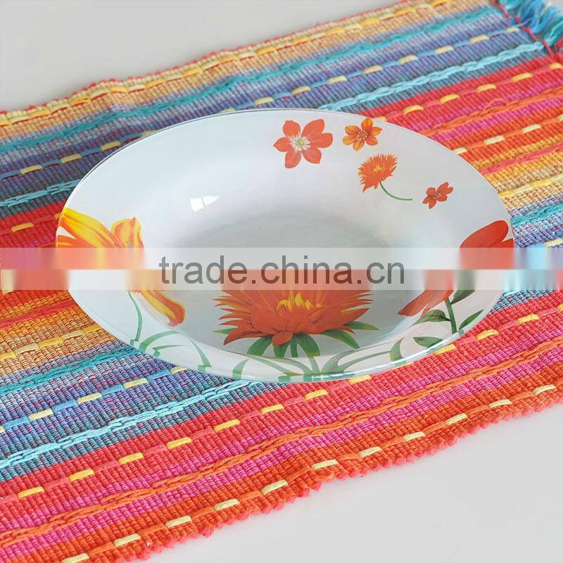 Edgefold glass plate with decal