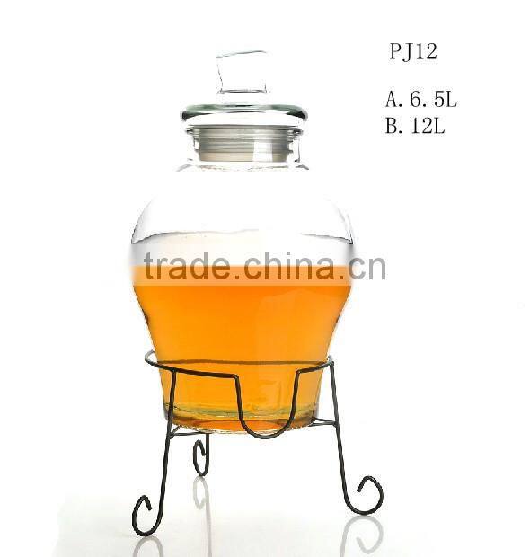 clear cone glass wine liquor grain dispenser and glass lid with/without metal stand