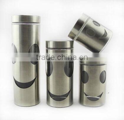 airtight stainless steel glass jar/glass storage jar with stainless steel lid
