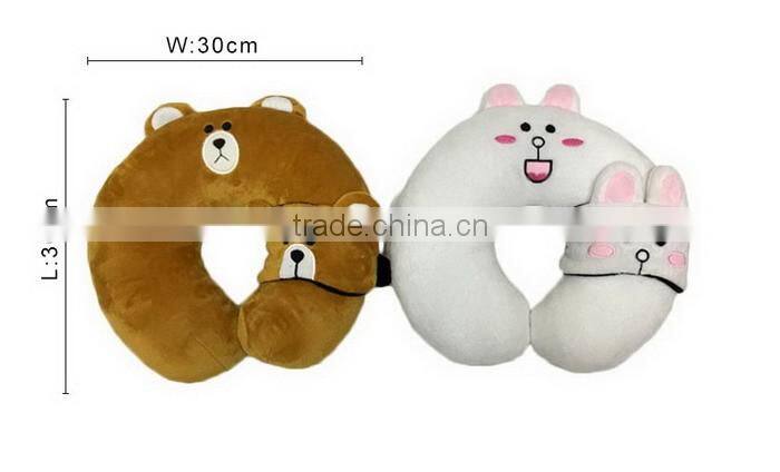 Cartoon U-shaped Neck Pillow Travel Nap Car Headrest Cushion with Eye Mask