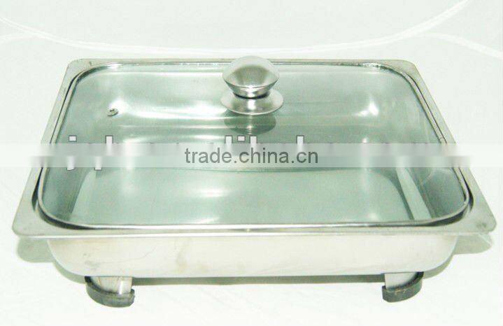 Stainless Steel food serving tray with glass cover for home-using with a very low price