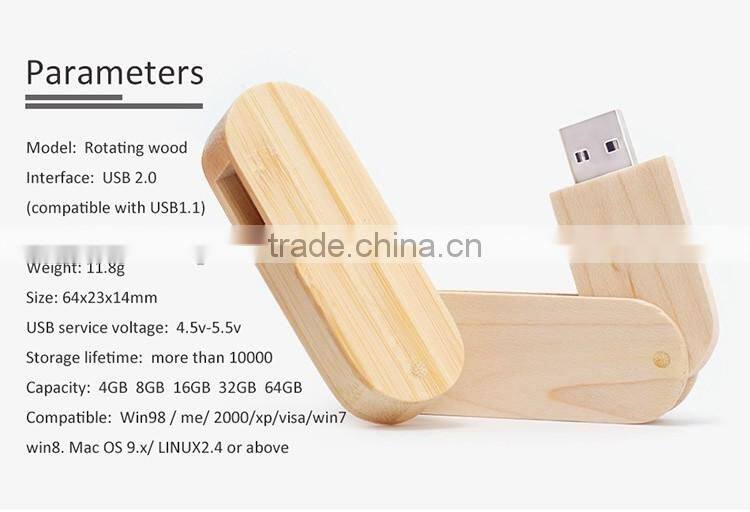 Wood Twist USB memory stick , Promotional Swivel USB Flash Drive with Custiomized Logo