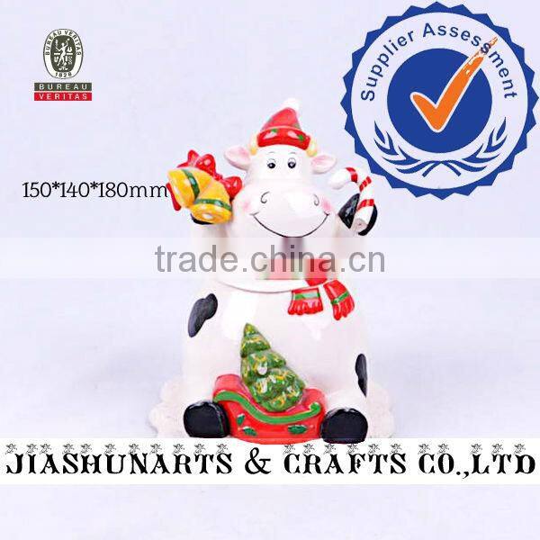 Festive Dairy Cows Coffee Tea Sugar Ceramic Storage Jar