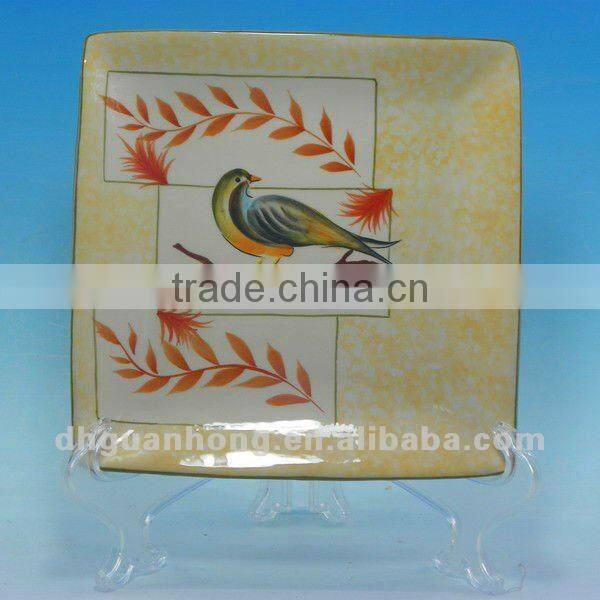 Hot sale USA square colorful ceramic plate for dessert