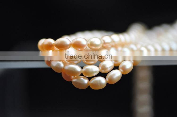 4-5mm orange rice shape freshwater pearl strand