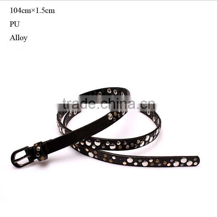 Wholesale rivet decorated sex women lady thin PU waist belt