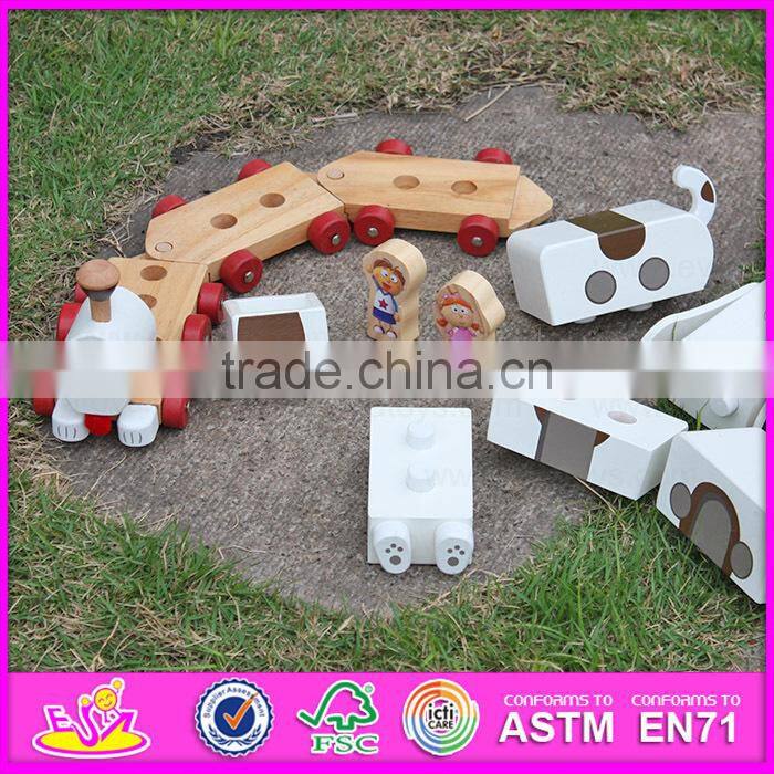 2015 High quality creative Dragging dog wooden toys,Cheap kids toys pull line toy,Lovely dog design pull and push toy W05B090