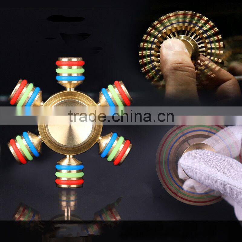 Hot sale Hexagonal Hand Spinner Brass fidget toy Metal EDC finger Spinner stress Luminous