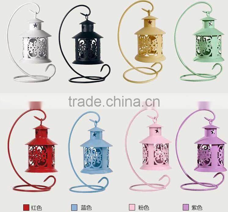 Mediterranean Style Furnishing Articles Red Wrought Iron Candle Holders Metal Candlesticks Table House Wedding Decoration