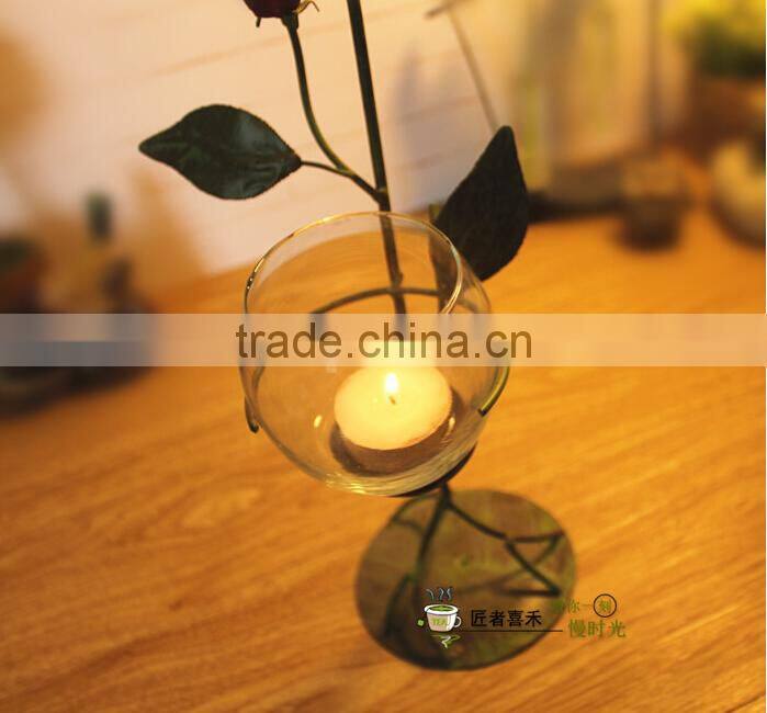 New 2015 wrought metal candle holder wedding candelabra home decoration candle Christmas decoration roses model