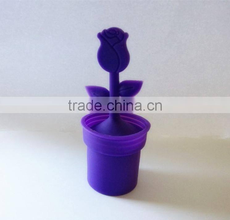 Factory supply purple rose tree design 100% FDA silicone tea infuser