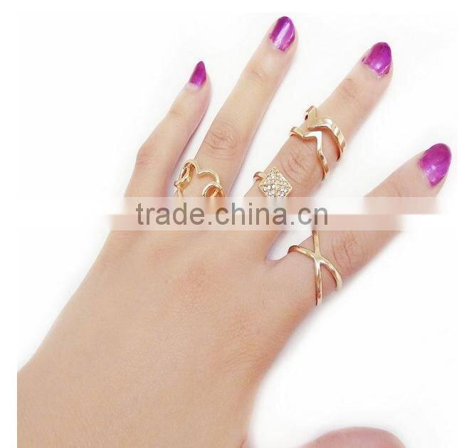 wholesale fashion jewelry gold finger ring set midi ring set