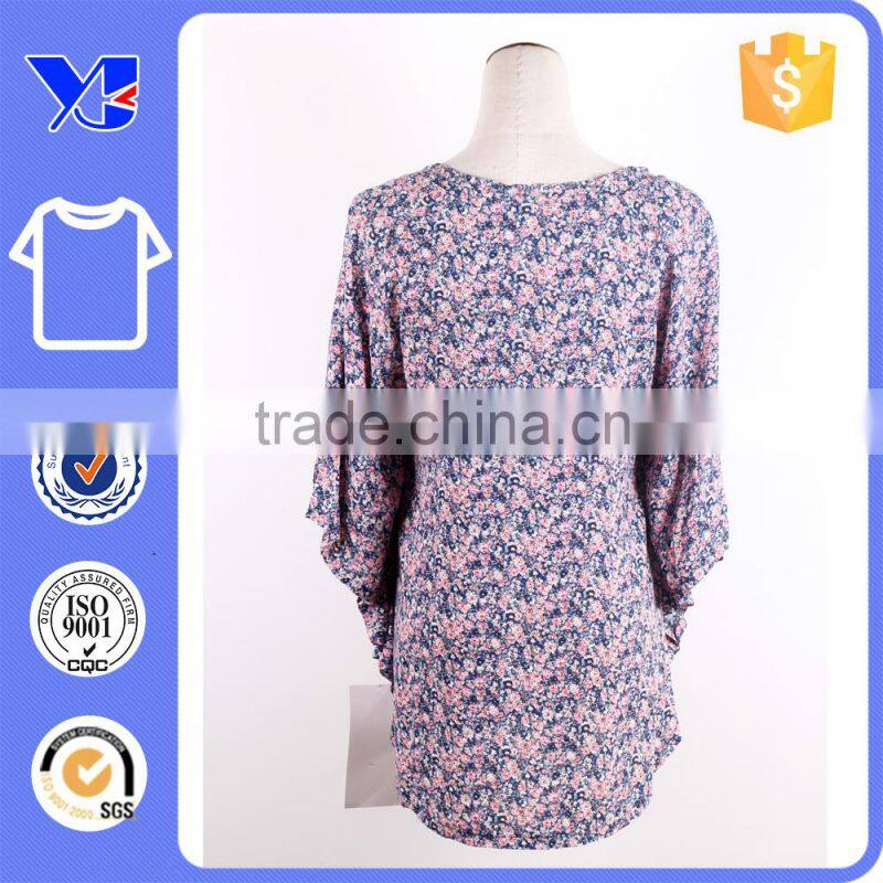 Top fashion printing women's slub jersey art tee - floral t-shirt