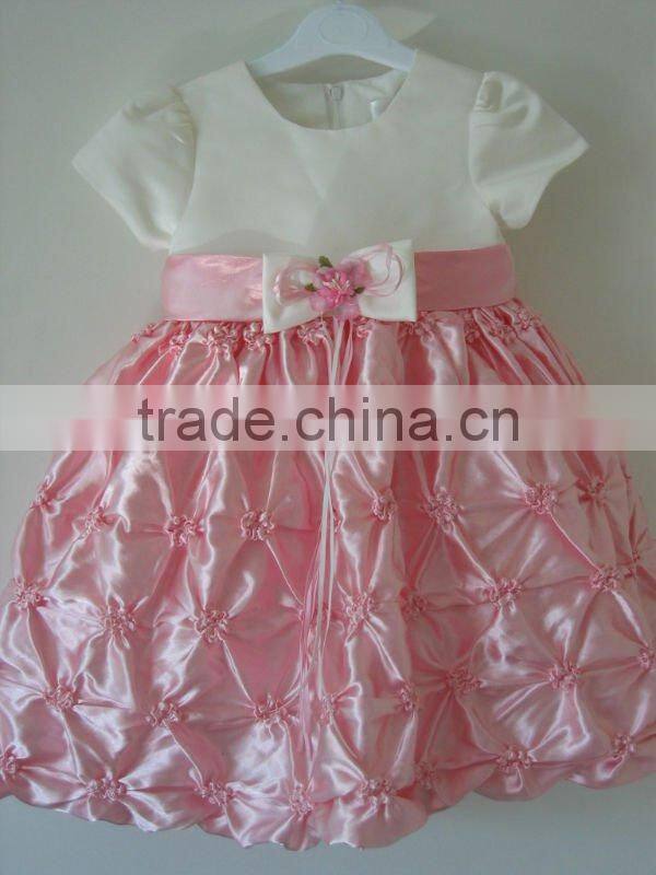 Girl pretty dress with wrinkle bottom design 2015