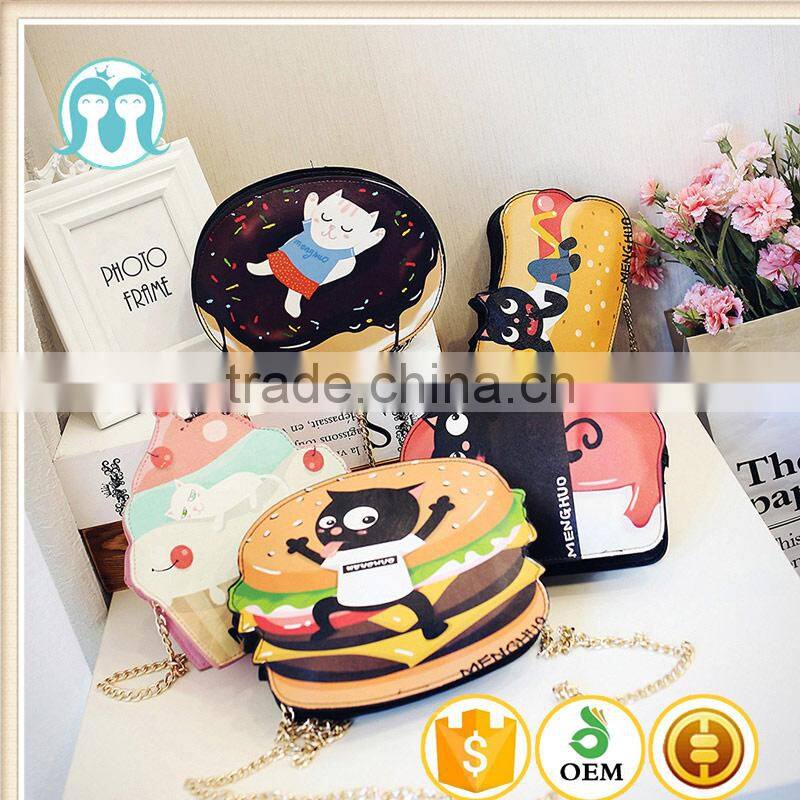 2017 New Cute Cartoon PU Leather Women Ice Small Chain Clutch Crossbody bags Girl Shoulder Messenger bag