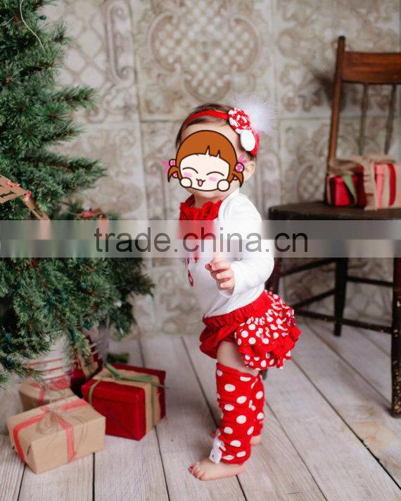 Wholesale christmas baby clothing set red bloomer skirt white bubble leggings