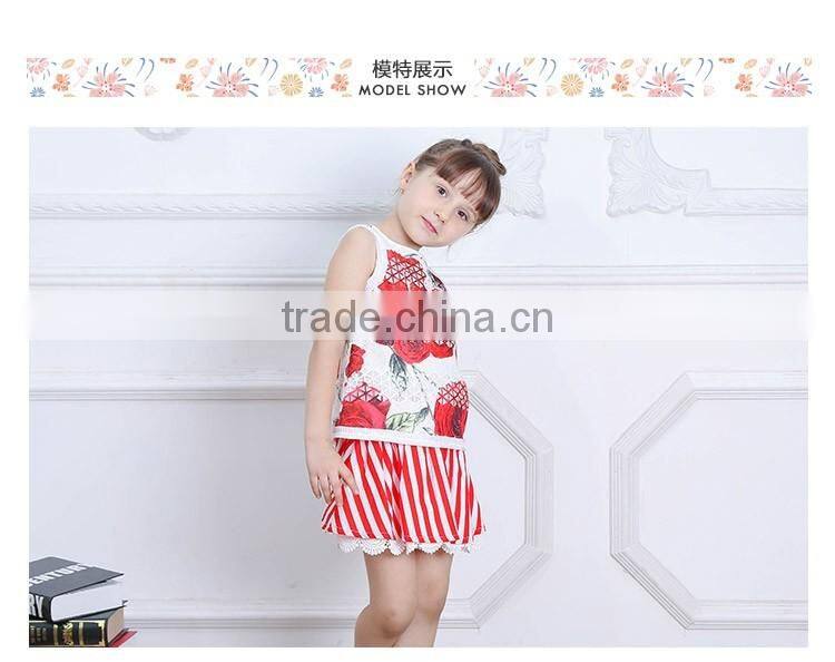 Wholesale Kids Cotton Tank Tops Boutique Baby Girls White Sleeveless T Shirt Summer T-shirt for Flower Print T16356