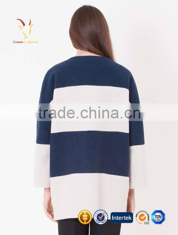 2016 Best Sale Long Womens Wool Cashmere Coat for Women Cashmere Coats with Crew Neck Collar