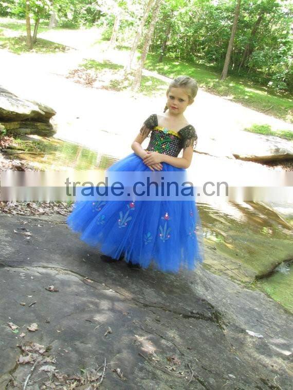 Princess Girls Blue Lace Tutu Dress Kids Long Frocks Design Dress