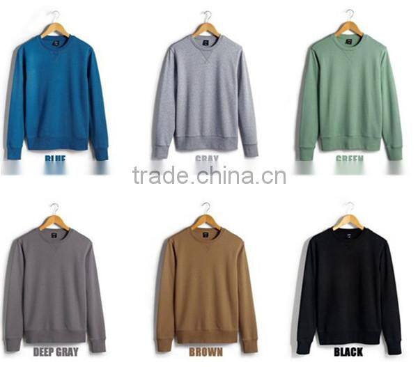 Fashion100% cotton men's fleece round neck blank hoodies sweatershirts