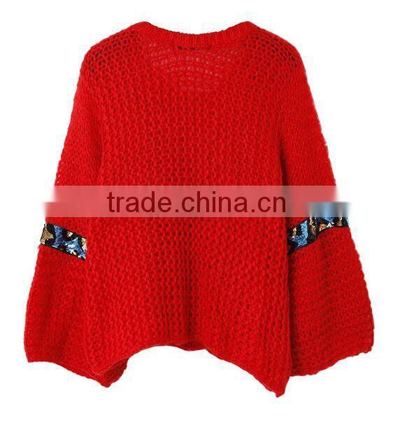 M1212 Runwaylover 2016 latest design fashion ladies sequin cartoon girl star pattern knitted sweater