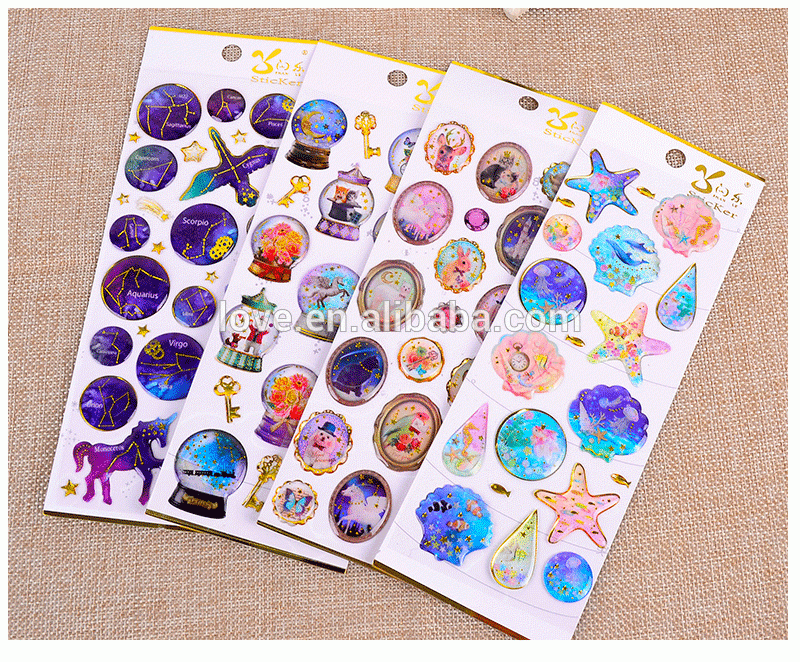 Custom children carton sticker cheap epoxy/pvc/pet sticker die-cut adhesive sticker