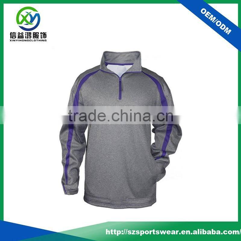 OEM Polyester Spandex Quarter Contrast Zip 2 Side Pockets Men Windbreaker Pullover Jacket