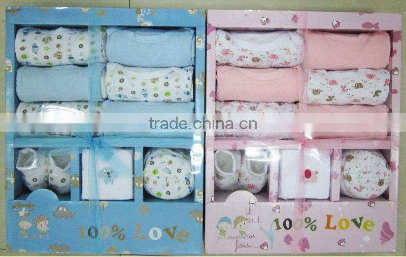 2014 new born 10pcs gift set /baby clothes/ baby wear/gift boxes for clothes