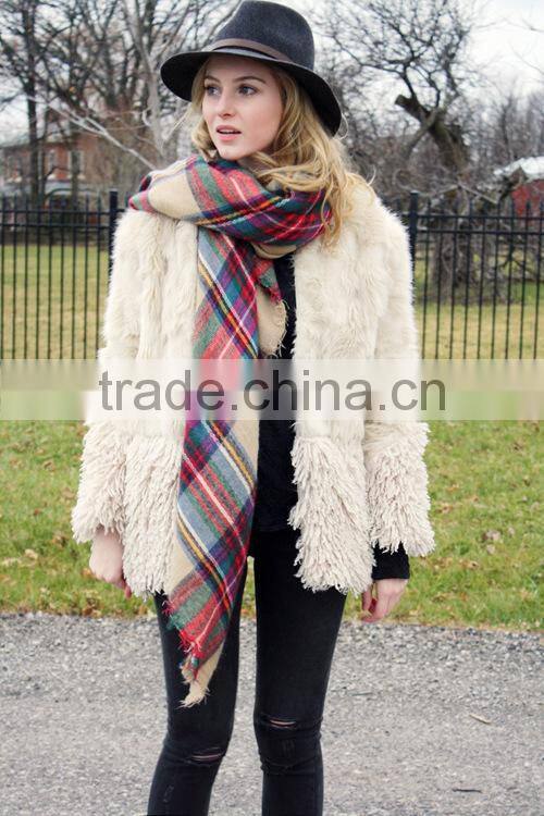 2014 winter hot sale camel plaid scarf