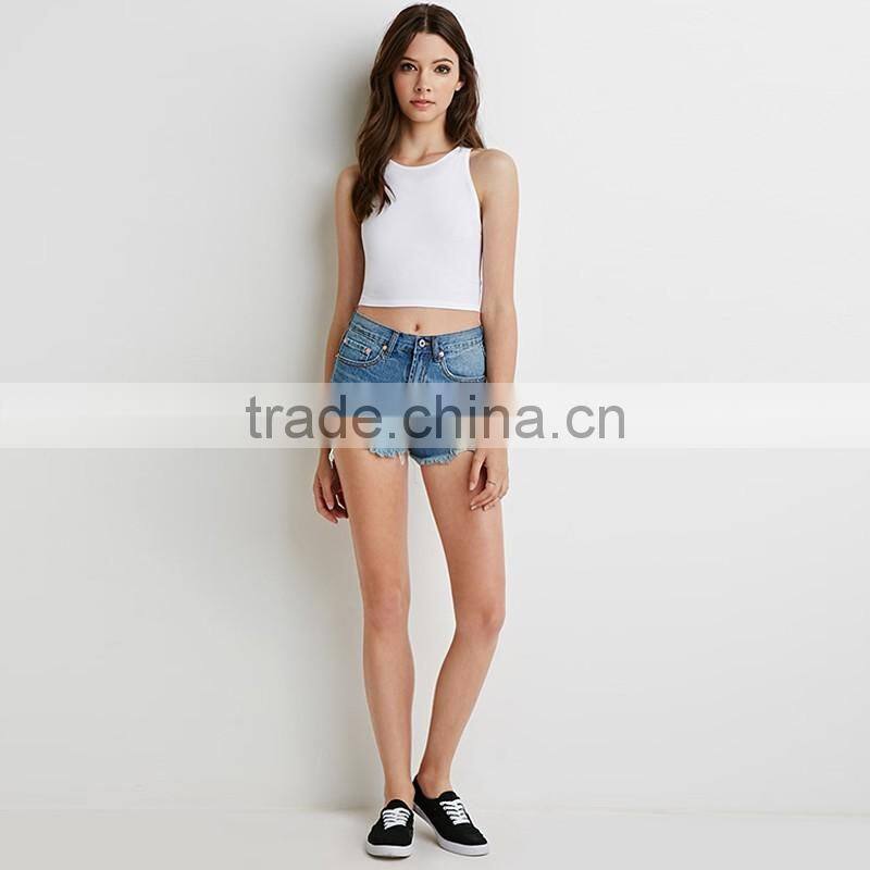 womens cheap solid color streetwear sports crop tops/sleeveless t shirt
