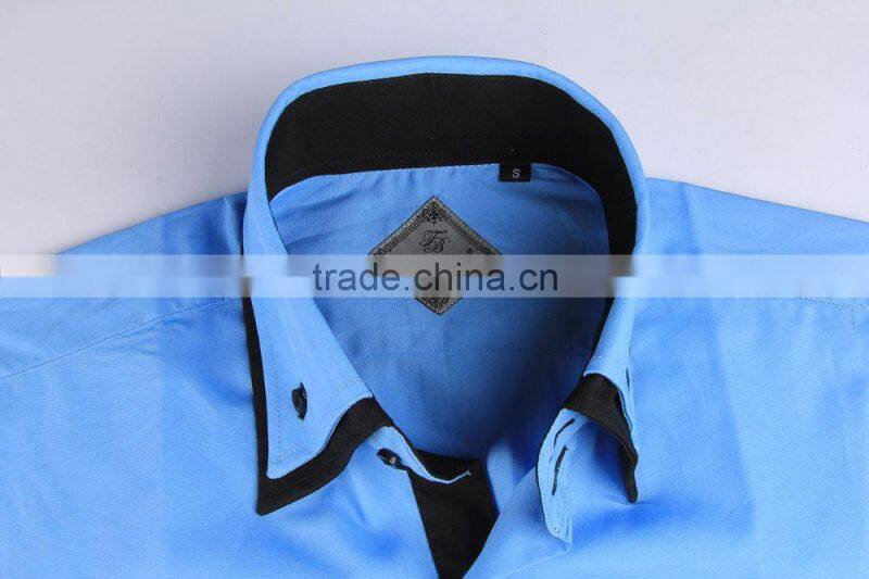 2017 double collar men shirt dress shirt causal shirt spandex /cotton