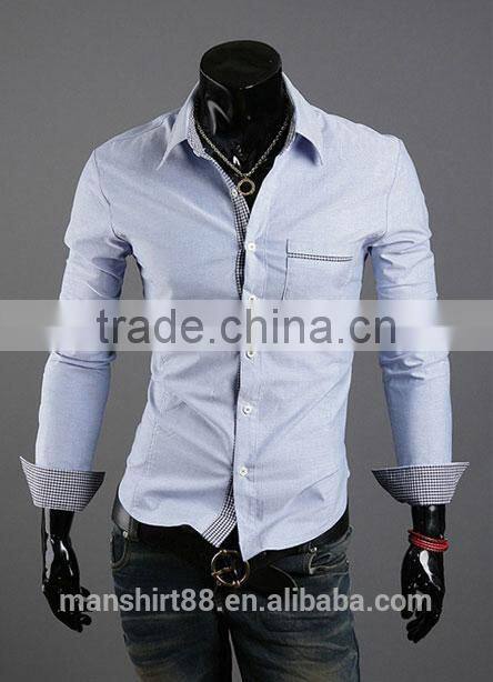 men's stylish contrast color slim fit oxofrd formal shirt