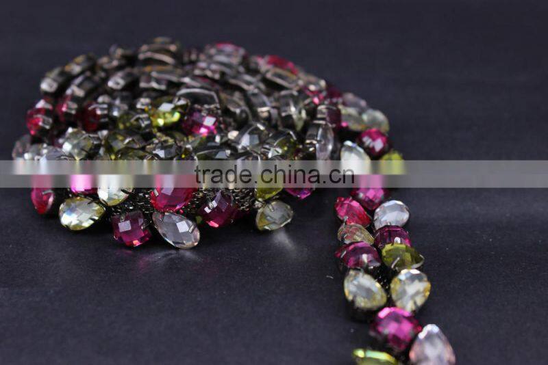 DIY Craft Colorful Rhinestones Trimming Banding Chain Sewing Metal Chain Lace