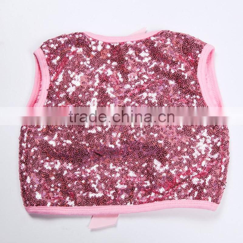 New design high quality hot girl wear organic cotton Christmas Sequin Top vest baby sequins safe no rash sleeveless vest