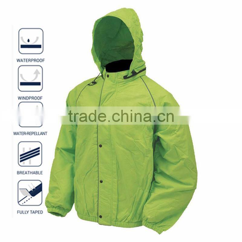 Plain Foldable Waterproof Windbreaker Jacket with reflector and bag