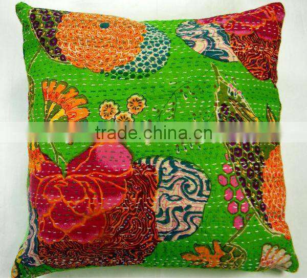 Hand Stiched Kantha Work Cushion and Pillow Cover