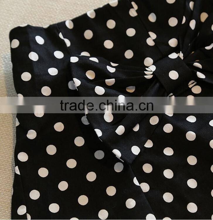 Wholesale Girls Latest Party Wear Suits Design For Baby Kids Boutique Clothing Chiffon Tops + Polka Dot Skirts 2pcs Sets