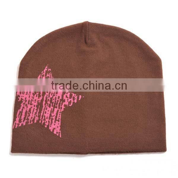 winter warm korea style 100%cotton cute boys&girls big five star pattern knitted beanie hat for baby