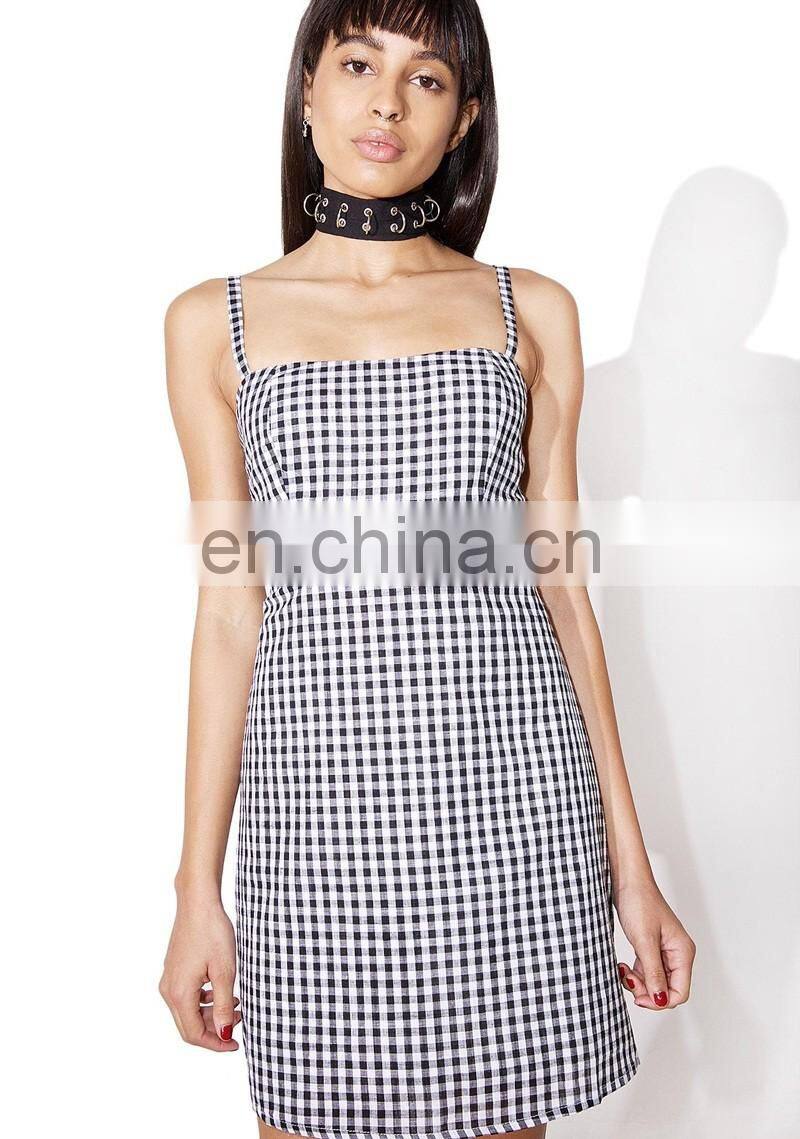 Fancy Gingham Print Clothing New Women Dress Model