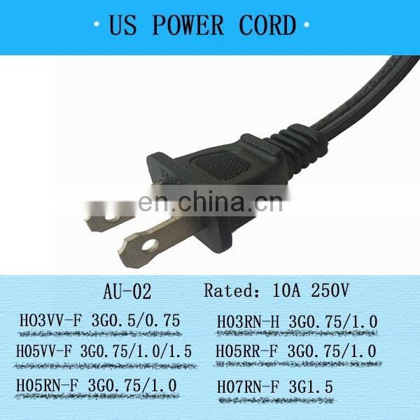 American standard ac power cord heat resistant electric wire hollow pin insulated cable retractable power extension cord
