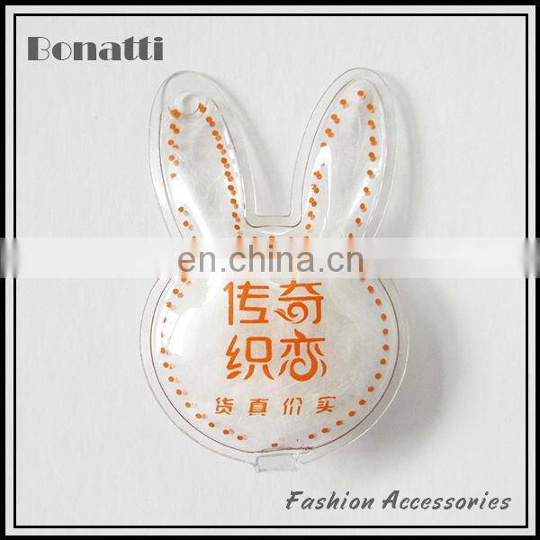 Down feather label for garment