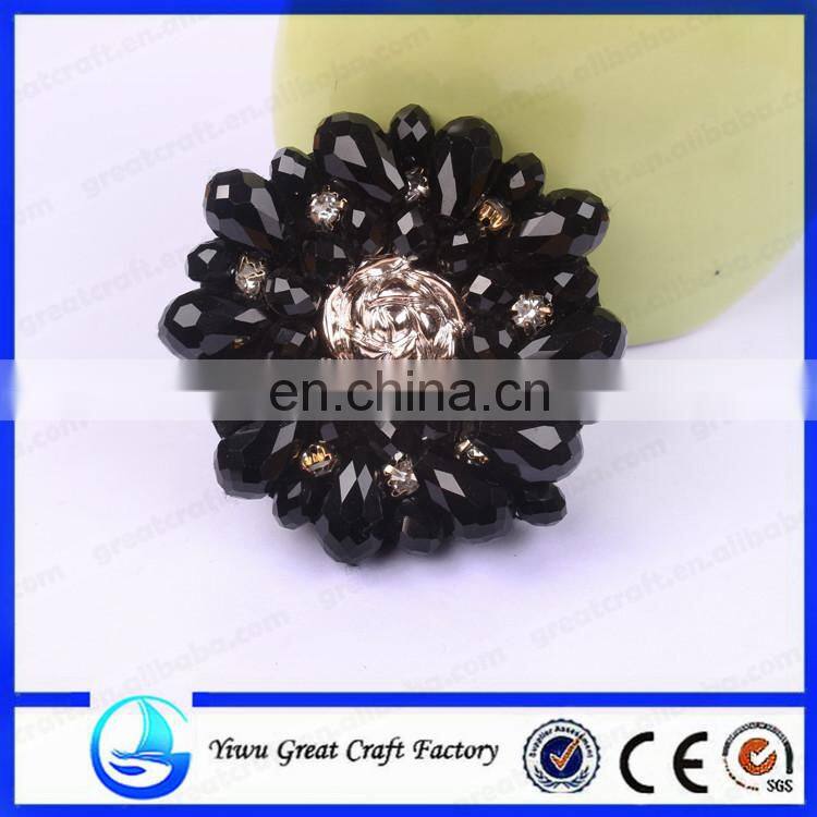 New fashion foreign trade sector shoes flower black exquisite handmade beaded crystal flower